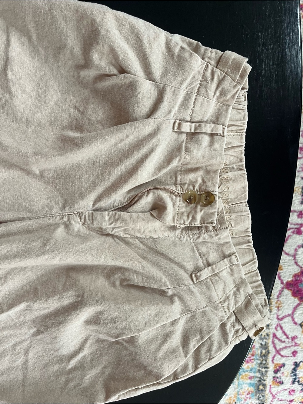 American Eagle Outfitters Beige High-Waist Button Front Shorts